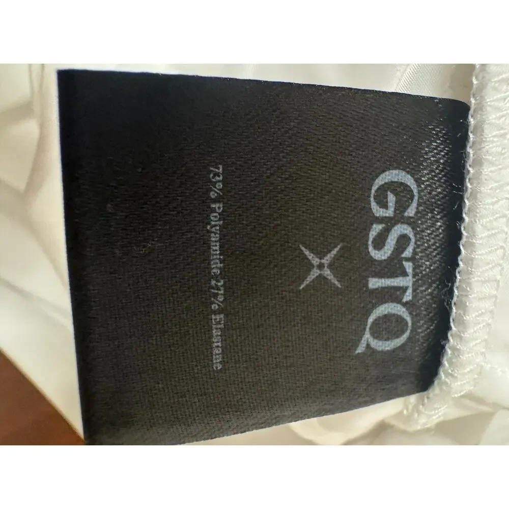 GSTQ Women's Snow White Front Zip Collared, Color Cream Shirt XL New With Tags